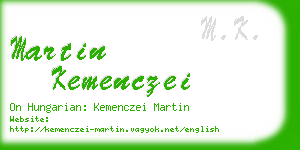 martin kemenczei business card